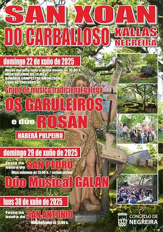 Fechas, información, programa, cartel, imágenes, mapa y ubicación de San Xoán do Carballoso  en  Negreira