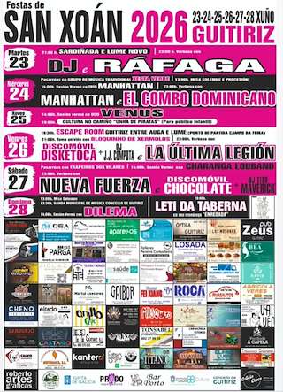 Fechas, información, programa, cartel, imágenes, mapa y ubicación de San Xoán e San Antonio  (2026) en Guitiriz