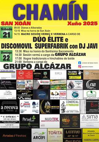 Fechas, información, programa, cartel, imágenes, mapa y ubicación de San Xoán e Santísimo Sacramento de Chamín  en  Arteixo