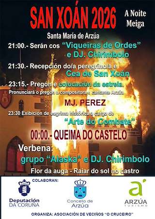 Fechas, información, programa, cartel, imágenes, mapa y ubicación de San Xoán en Santa María (2026)  en  Arzúa