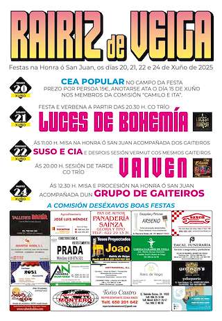 Fechas, información, programa, cartel, imágenes, mapa y ubicación de San Xoán  en  Rairiz de Veiga