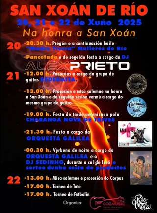 Fechas, información, programa, cartel, imágenes, mapa y ubicación de San Xoán   en  San Xoán de Río