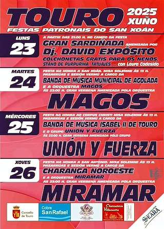Fechas, información, programa, cartel, imágenes, mapa y ubicación de San Xoán  en  Touro