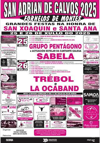 Fechas, información, programa, cartel, imágenes, mapa y ubicación de San Xoaquín y Santa Ana de San Adrián de Calvos  en  Fornelos de Montes