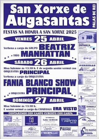 Fechas, información, programa, cartel, imágenes, mapa y ubicación de San Xorxe de Augas Santas  en  Palas de Rei