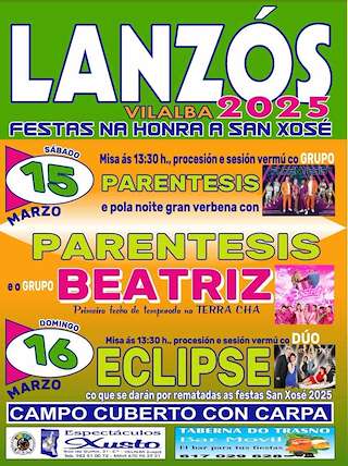 Fechas, información, programa, cartel, imágenes, mapa y ubicación de San Xosé de Lanzós  en  Vilalba