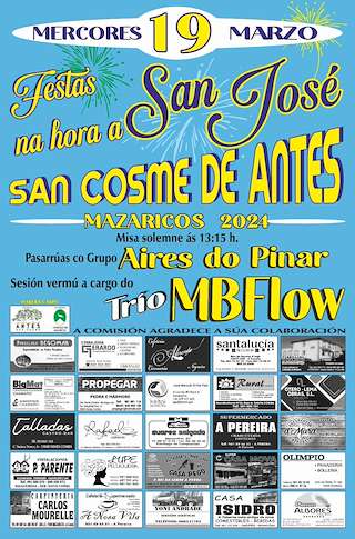 Fechas, información, programa, cartel, imágenes, mapa y ubicación de San Xosé de San Cosme  en  Mazaricos