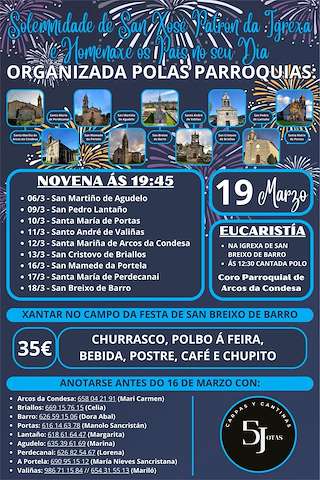 Fechas, información, programa, cartel, imágenes, mapa y ubicación de San Xosé e Homenaxe Os Pais (2026)  en  Barro