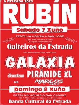 Fechas, información, programa, cartel, imágenes, mapa y ubicación de San Xosé e San Campio de Rubín  en  A Estrada