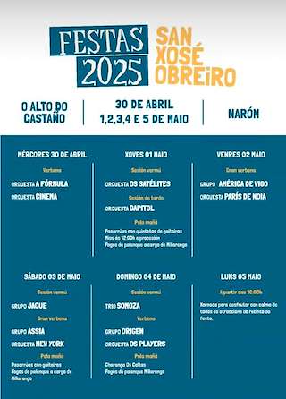 Fechas, información, programa, cartel, imágenes, mapa y ubicación de San Xosé Obreiro de O Alto do Castiñeiro  en  Narón