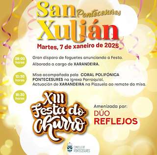 Fechas, información, programa, cartel, imágenes, mapa y ubicación de San Xulián - XIII Festa do Churro  en  Pontecesures