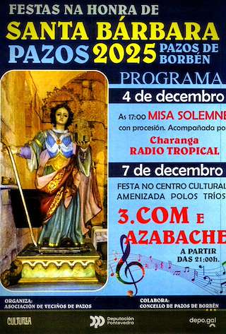 Fechas, información, programa, cartel, imágenes, mapa y ubicación de Santa Bárbara de Pazos (2025)  en  Pazos de Borbén