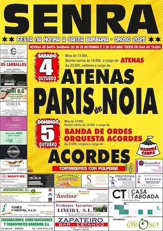 Fechas, información, programa, cartel, imágenes, mapa y ubicación de Santa Bárbara de Senra (2025)  en  Oroso
