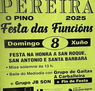 Fechas, información, programa, cartel, imágenes, mapa y ubicación de Santa Bárbara, San Antonio y San Roque de Pereira  en  O Pino