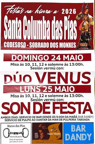 Fechas, información, programa, cartel, imágenes, mapa y ubicación de Santa Columba das Pías  en  Sobrado
