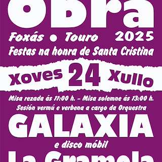 Fechas, información, programa, cartel, imágenes, mapa y ubicación de Santa Cristina de A Obra  en  Touro