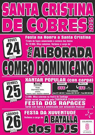 Fechas, información, programa, cartel, imágenes, mapa y ubicación de Santa Cristina de Cobres   en  Vilaboa