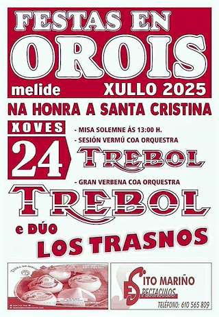 Fechas, información, programa, cartel, imágenes, mapa y ubicación de Santa Cristina de Orois  en  Melide