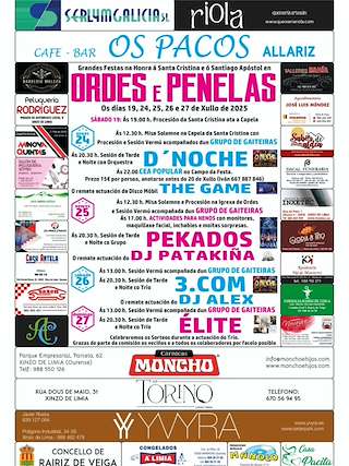 Fechas, información, programa, cartel, imágenes, mapa y ubicación de Santa Cristina e Santiago Apóstol de Ordes e Penelas  en  Rairiz de Veiga