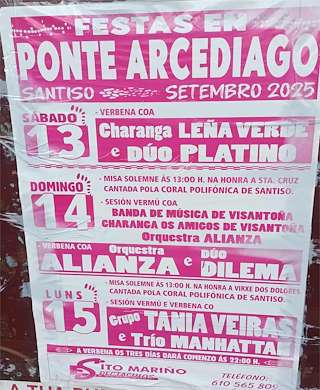 Fechas, información, programa, cartel, imágenes, mapa y ubicación de Santa Cruz e Virxe dos Dolores de Ponte Arcediago  en  Santiso