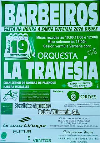 Fechas, información, programa, cartel, imágenes, mapa y ubicación de Santa Eufemia de Barbeiros (2026) en Ordes