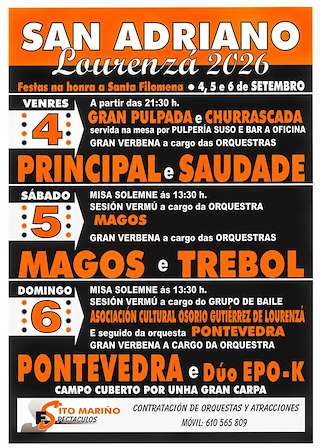 Fechas, información, programa, cartel, imágenes, mapa y ubicación de Santa Filomena de San Adriano (2026) en Lourenzá