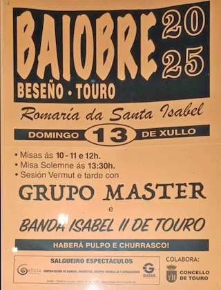 Fechas, información, programa, cartel, imágenes, mapa y ubicación de Santa Isabel de Baiobre  en  Touro