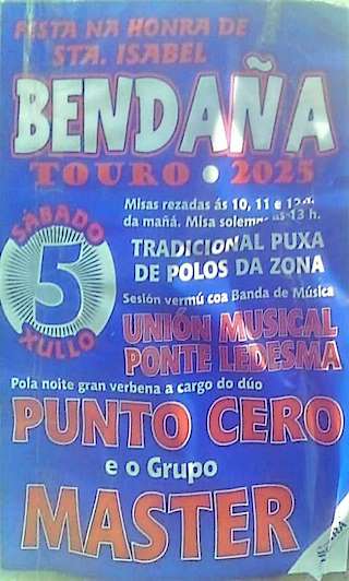 Fechas, información, programa, cartel, imágenes, mapa y ubicación de Santa Isabel de Bendaña  en  Touro