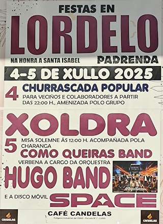 Fechas, información, programa, cartel, imágenes, mapa y ubicación de Santa Isabel de Lordelo  en  Padrenda