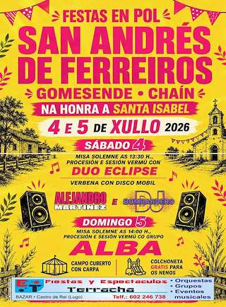Fechas, información, programa, cartel, imágenes, mapa y ubicación de Santa Isabel de San Andrés de Ferreiros  en  Gomesende