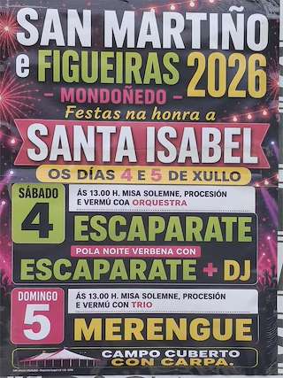 Fechas, información, programa, cartel, imágenes, mapa y ubicación de Santa Isabel de San Martiño e Figueiras (2026)  en  Mondoñedo