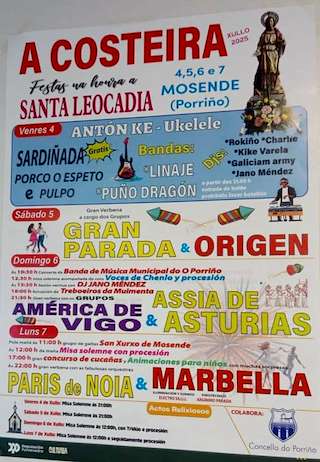 Fechas, información, programa, cartel, imágenes, mapa y ubicación de Santa Leocadia de A Costeira   en  O Porriño