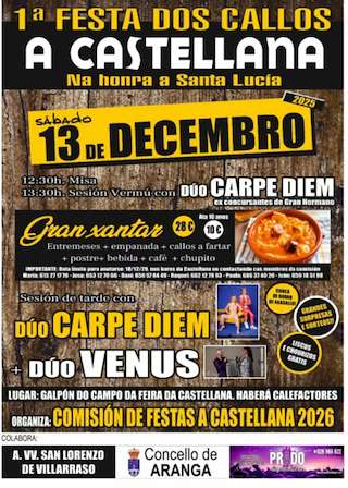 Fechas, información, programa, cartel, imágenes, mapa y ubicación de Santa Lucía de A Castellana - I Festa dos Callos (2025)  en  Aranga