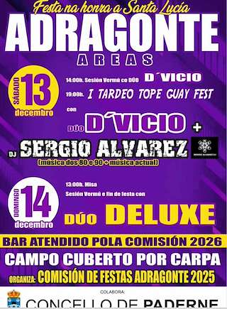 Fechas, información, programa, cartel, imágenes, mapa y ubicación de Santa Lucía de Adragonte (2025)  en  Paderne
