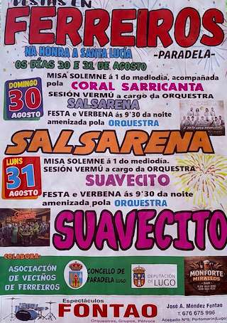 Fechas, información, programa, cartel, imágenes, mapa y ubicación de Santa Lucía de Ferreiros (2026)  en  Paradela