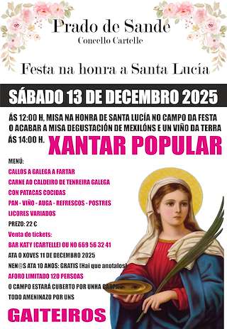 Fechas, información, programa, cartel, imágenes, mapa y ubicación de Santa Lucía de Prado de Sande  (2025)  en  Cartelle