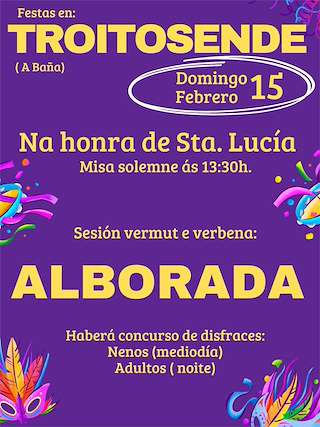 Fechas, información, programa, cartel, imágenes, mapa y ubicación de Santa Lucía de Troitosende  (2026) en A Baña