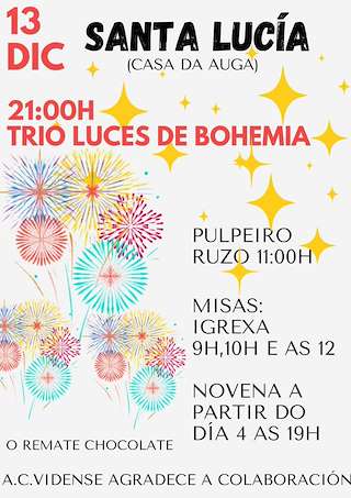 Fechas, información, programa, cartel, imágenes, mapa y ubicación de Santa Lucía de Vide  en  As Neves