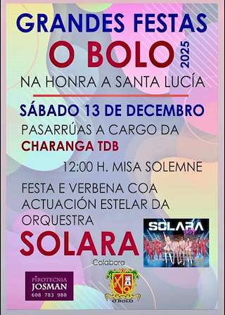 Fechas, información, programa, cartel, imágenes, mapa y ubicación de Santa Lucía (2025)  en  O Bolo
