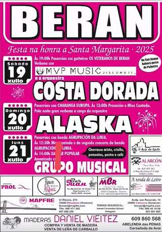 Fechas, información, programa, cartel, imágenes, mapa y ubicación de Santa Margarita de Berán  en  Leiro