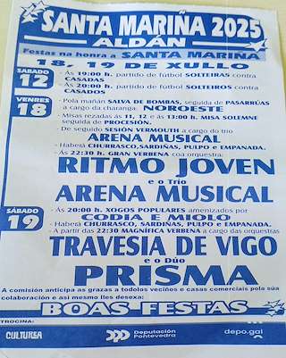 Fechas, información, programa, cartel, imágenes, mapa y ubicación de Santa Mariña de Aldán  en  Cangas de Morrazo