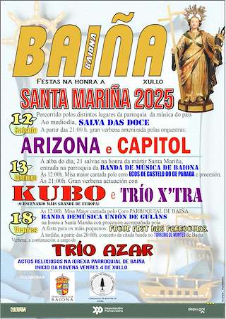 Fechas, información, programa, cartel, imágenes, mapa y ubicación de Santa Mariña de Baíña  en  Baiona