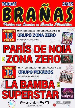 Fechas, información, programa, cartel, imágenes, mapa y ubicación de Santa Mariña de Brañas  en  Toques