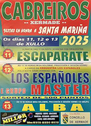 Fechas, información, programa, cartel, imágenes, mapa y ubicación de Santa Mariña de Cabreiros  en  Xermade