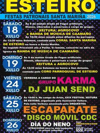 Fechas, información, programa, cartel, imágenes, mapa y ubicación de Santa Mariña de Esteiro (2026)  en  Muros