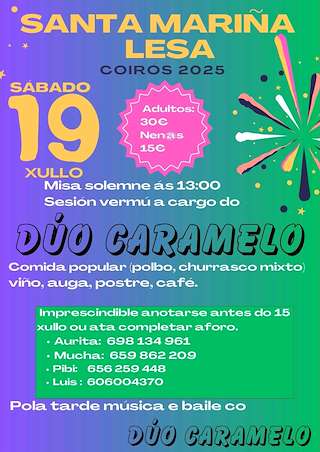 Fechas, información, programa, cartel, imágenes, mapa y ubicación de Santa Mariña de Lesa  en  Coirós