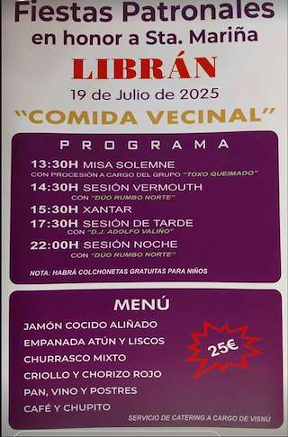 Fechas, información, programa, cartel, imágenes, mapa y ubicación de Santa Mariña de Librán  en  Baleira