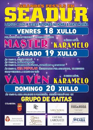 Fechas, información, programa, cartel, imágenes, mapa y ubicación de Santa Mariña de Seadur  en  Larouco
