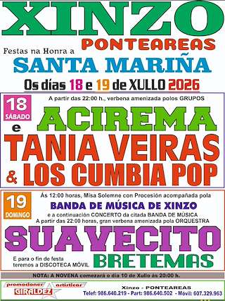 Fechas, información, programa, cartel, imágenes, mapa y ubicación de Santa Mariña de Xinzo (2026)  en  Ponteareas