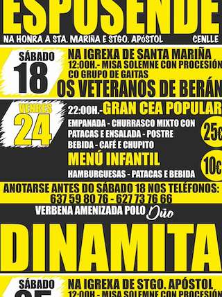 Fechas, información, programa, cartel, imágenes, mapa y ubicación de Santa Mariña e Santiago Apóstol de Esposende (2026)  en  Cenlle